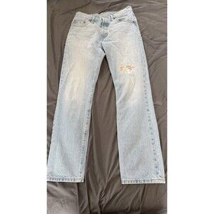 Levi's 501 150th Jeans Mens 28x30 Blue Regular Straight Light Wash Distressed